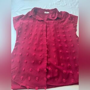 Women’s Burgundy Textured Button-Down Shirt